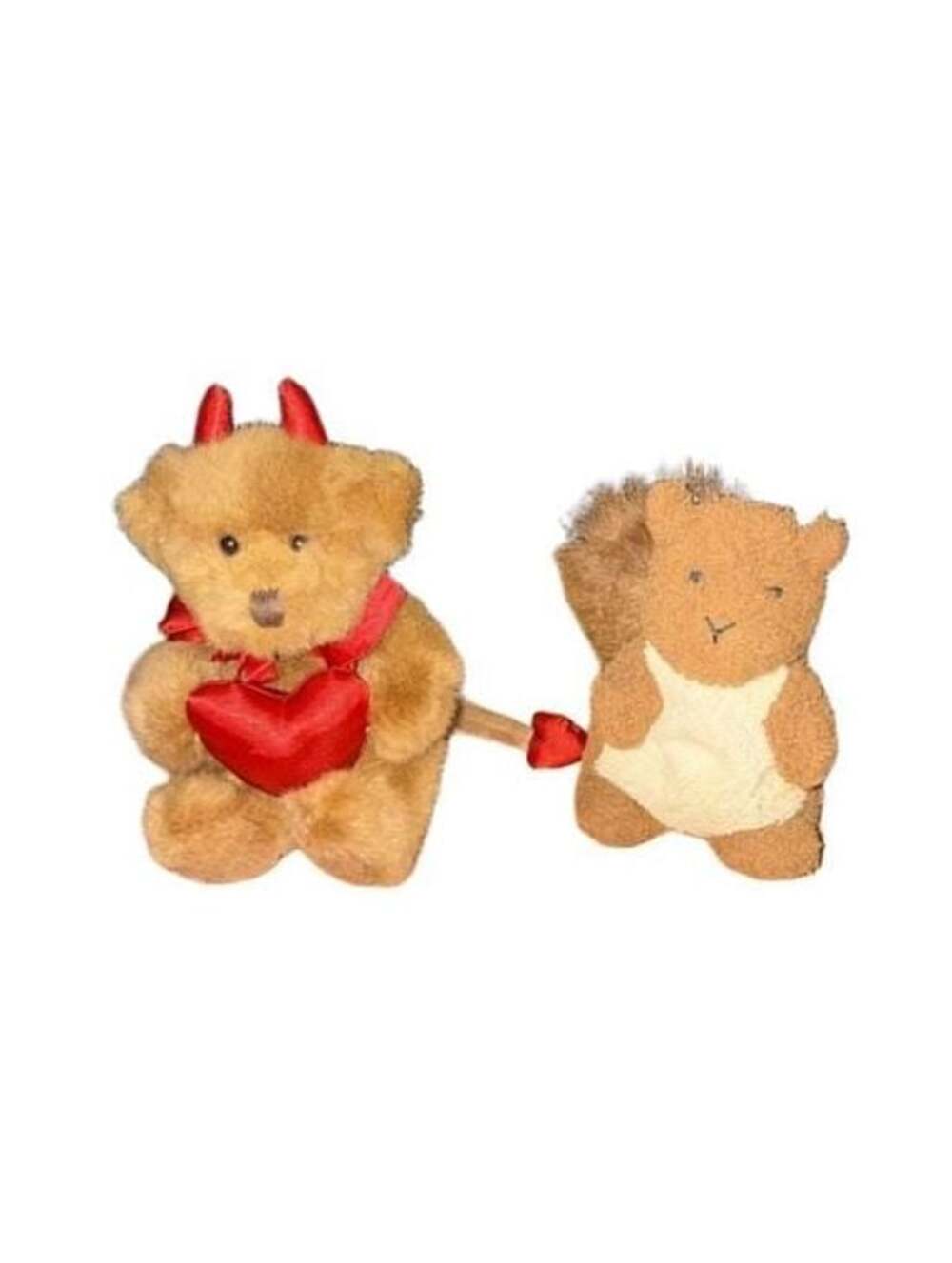 Russ Berrie Set of 2 Dante Devil Teddy Bear And Acorn Squirrel Vintage